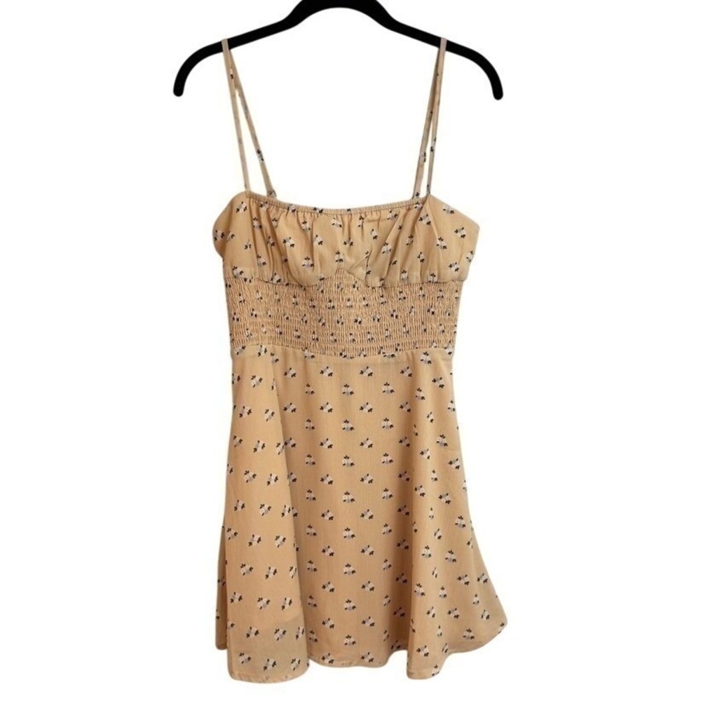 Princess Polly Ditsy Floral Babydoll Mini Dress 4 Butter Yellow Flowy Coquette - Picture 2 of 11